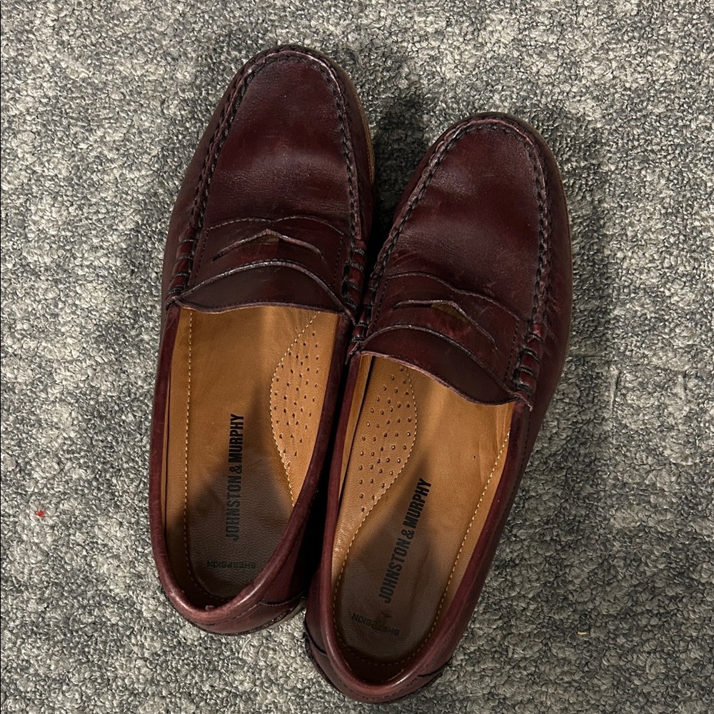 Johnston & Murphy Dark Red Leather Loafers